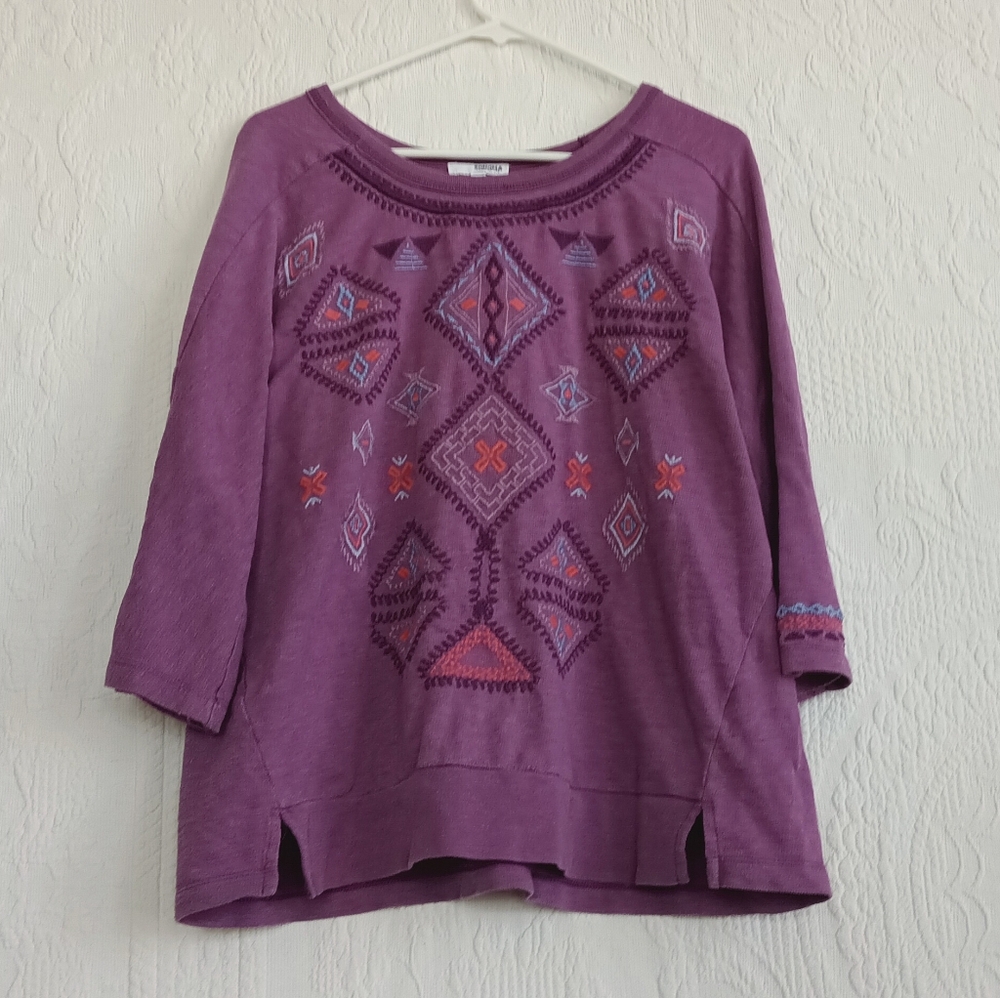 Sonoma Purple Western Sweatshirt Boho Aztec Embroidered Cowgirl Long Sleeve - Picture 11 of 11